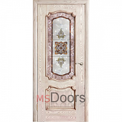 Межкомнатная дверь Венеция, остекленная (витраж, цвет: патина)