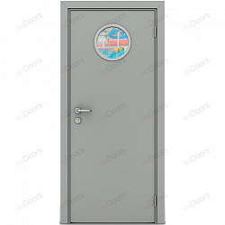 Пластиковая дверь Poseidon однопольная с иллюминатором (цвет: серый)