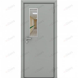 Пластиковая дверь Poseidon однопольная со стеклом (цвет: серый)